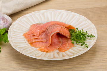 Sliced salmon