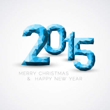 Blue Low poly Happy New Year 2015 vector card