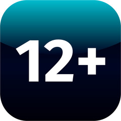 Restriction on age 12+ - blue and white icon