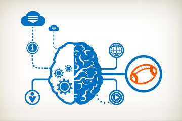 Rugby and abstract human brain © vmaster2011