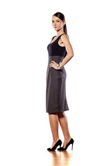 young woman posing on a white background