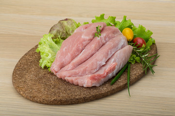 Raw pork schnitzel