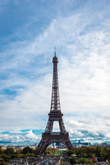 Fototapeta na wymiar The Eiffel Tower (Le Tour Eifel) as seen from The Trocadero