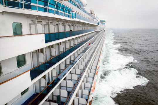 Starboard Side Of Cruise Ship Sailing Along Alaska