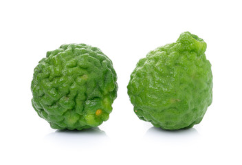 Fototapeta premium kaffir Lime or Bergamot fruit on white background.