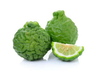 Obraz premium kaffir Lime or Bergamot fruit on white background.