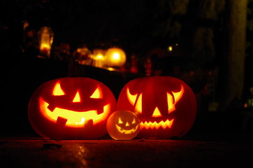 Jack-o'-lantern Family at cementary