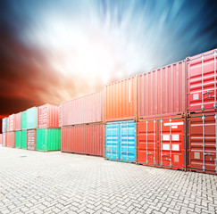 Fototapeta premium Stack of Cargo Containers at the docks