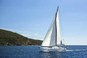 Fototapeta na wymiar Sailing in the Aegean Sea. Luxury yachts.