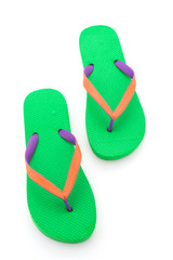 Green flip flop isolated on white background