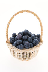 Blueberry basket isolated on white