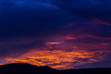 Sunset blue sky