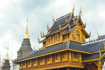 Fototapeta premium Ancient pagoda temple in Chiang Mai, Thailand.