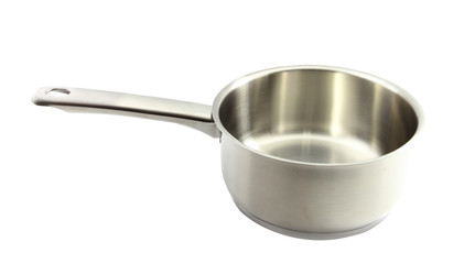 Stainless steel pot. Isolated on white background