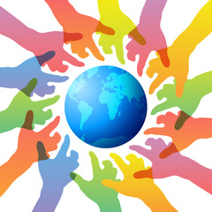Hand Save The World. vector illustration