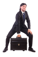 Businessman on business trip with luggage