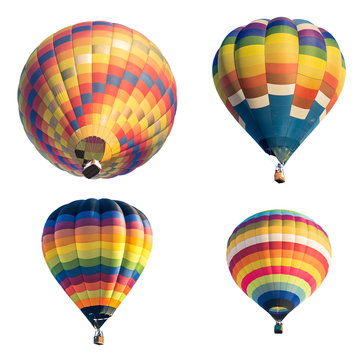 Set of colorful hot air balloon isolated on white background