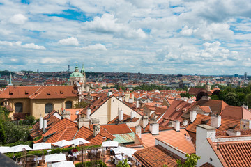 View of Prague on bright summer day