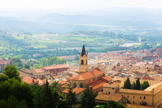 Top view of town in Pyrenees. Berga