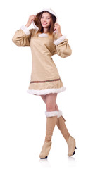 Woman eskimo isolated on white