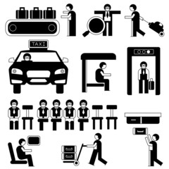 people in airport and public situations