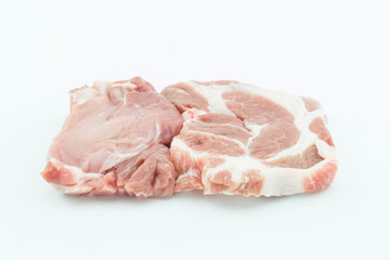 Raw pork loin on white background