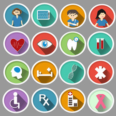 Medical icon in flat design with long shadow