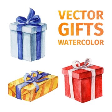 Vector gifts. watercolor 3.