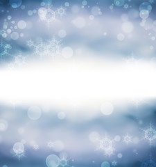 Christmas blue background with snowflakes