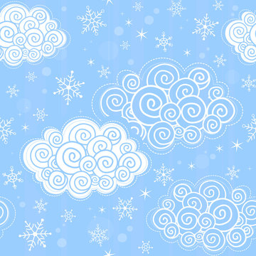 Seamless pattern with winter sky