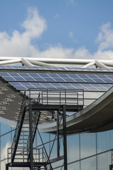 Photovoltaic solar panels on a roof