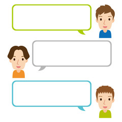 吹出し　顔　男性　セット