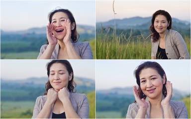 Asian woman smiling with freedom