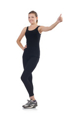 Obraz premium Young woman in sports concept isolated on white