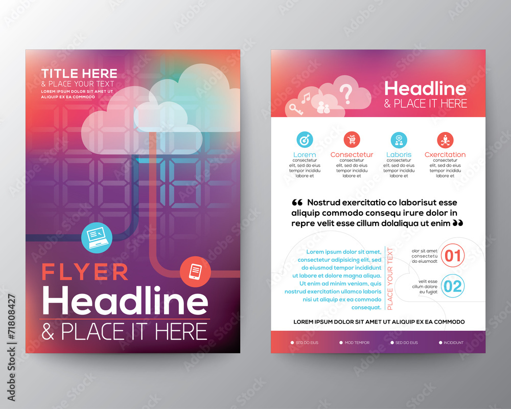 Wall mural abstract brochure flyer design layout vector template in a4 size