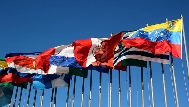 International Flags Blowing in the Wind