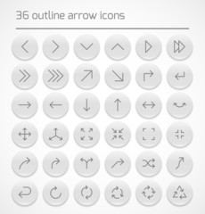 Set of outline arrow icons