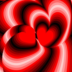 Design hearts twisting movement illusion background