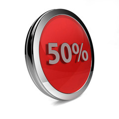 Fivety percent circular icon on white background