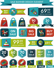 Toy sale banner design flat background set, eps10