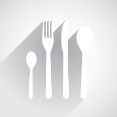 Spoon, knife, fork and teaspoon in flat design