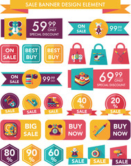 Toy sale banner design flat background set, eps10