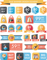 Travel sale banner design flat background set, eps10