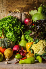 still life  Vegetables, Herbs and Fruit.