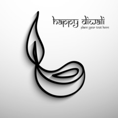 Happy diwali diya artistic colorful gray design card vector