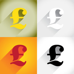 Pound, currency symbol in flat style