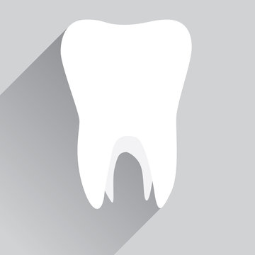 White tooth in flat design