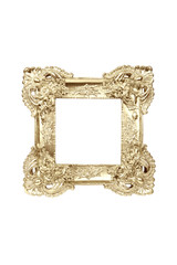Vintage golden picture frame isolated with clipping path