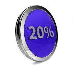 Twenty percent circular icon on white background