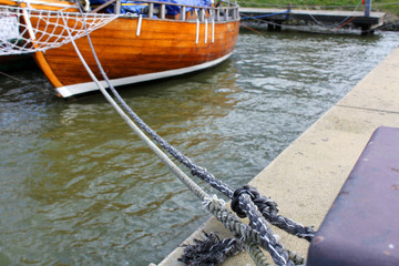 Boat rope tied to the dock